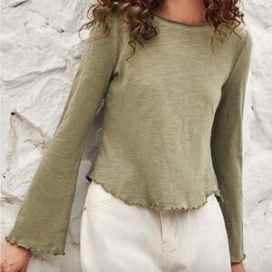 Lettuce Trim Long Sleeve Tshirt- green